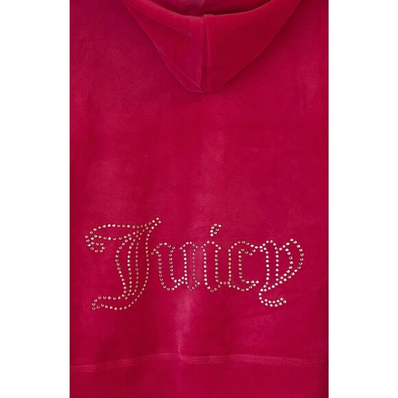 Juicy Couture Hot Pink Velour Y2K Style Hoodie Rhinestone Back Zip Jacket XL NWT - Picture 3 of 13